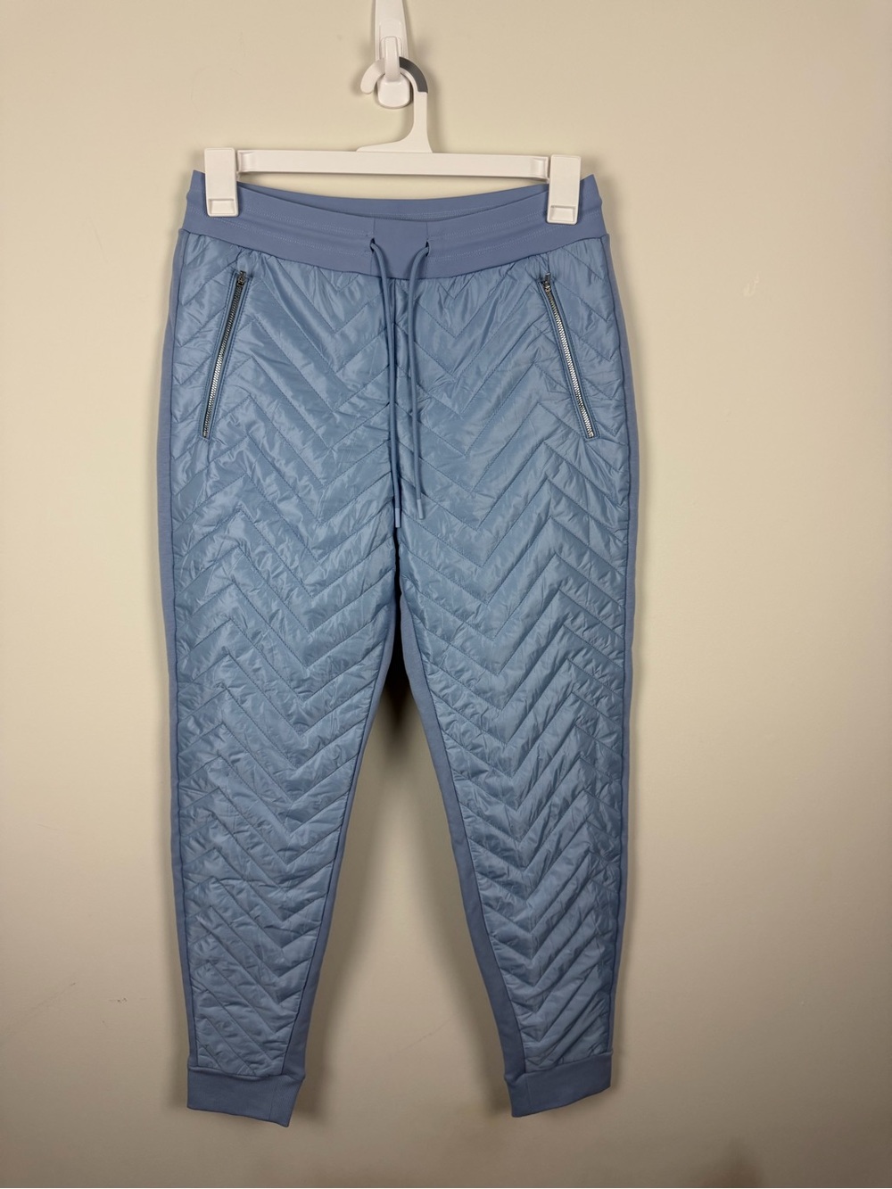 Athleta Pale Blue Quilted Track Joggers